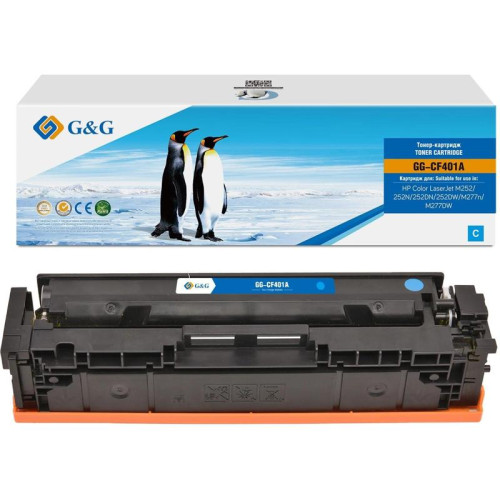 Тонер-картридж G&G GG-CF401A CF401A голубой, 1400 стр., для HP Color LaserJet M252/252N/252DN/252DW/M277n/M277DW