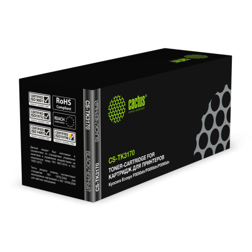 -/ Картридж лазерный Cactus CS-TK3170 TK-3170 черный (15500стр.) для Kyocera Ecosys P3050dn/P3055dn/P30