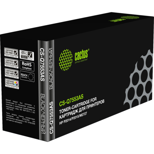 -/ Картридж лазерный Cactus CS-Q7553AS Q7553A черный (3000стр.) для HP P2014/P2015/M2727