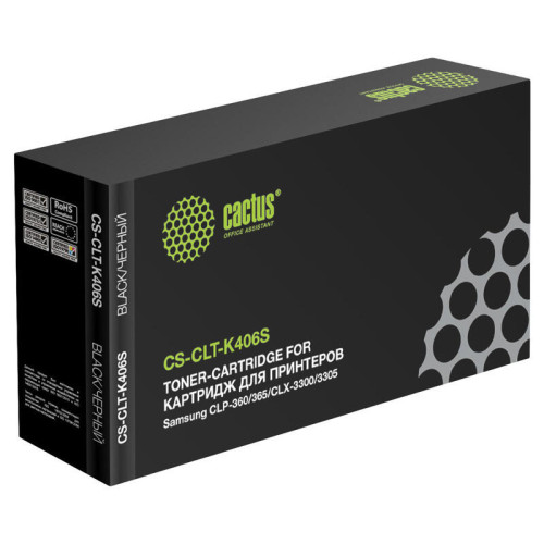 -/ Картридж лазерный Cactus CS-CLT-K406S CLT-K406S черный (1500стр.) для Samsung CLP-360/365/CLX-3300/3