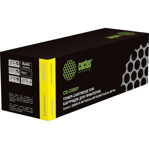 -/ Картридж лазерный Cactus CS-C069Y 069 желтый (1900стр.) для Canon i-SENSYS MF752Cdw MF752/MF754Cdw MF754