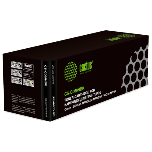 -/ Картридж лазерный Cactus CS-C069HBK 069H черный (7600стр.) для Canon i-SENSYS MF752Cdw MF752/MF754Cdw MF754
