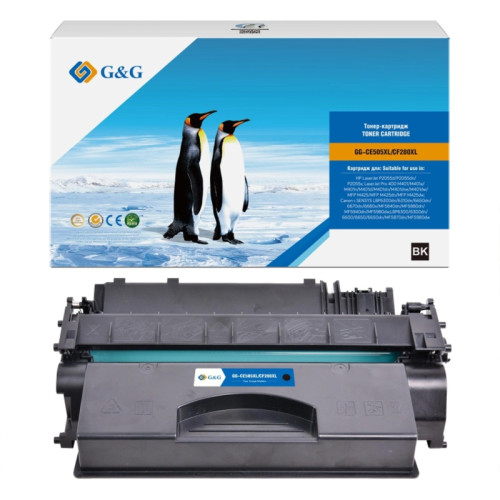 Картридж лазерный G&G GG-CE505XL/CF280XL CE505X/CF280X черный (13000стр.) для HP LaserJet P2055d/P2055dn/P2055x; LaserJet Pro 400 M401/M401a/M401n/M401d/M401dn/M401dne/M401dw/MFP M425/MFP M425dn/MFP M425dw с чипом
