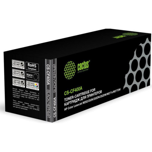 -/ Картридж лазерный Cactus CS-CF400A CF400A черный (1500стр.) для HP CLJ M252/252N/252DN/252DW/M277n/M