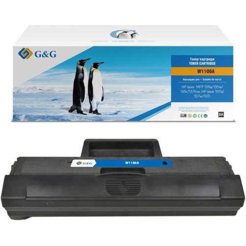 Тонер-картридж G&G GG-W1106A черный, 1000 стр., для HP Laser 107a/107r/107w/135a MFP/135r MFP/135w MFP/137fnw MFP