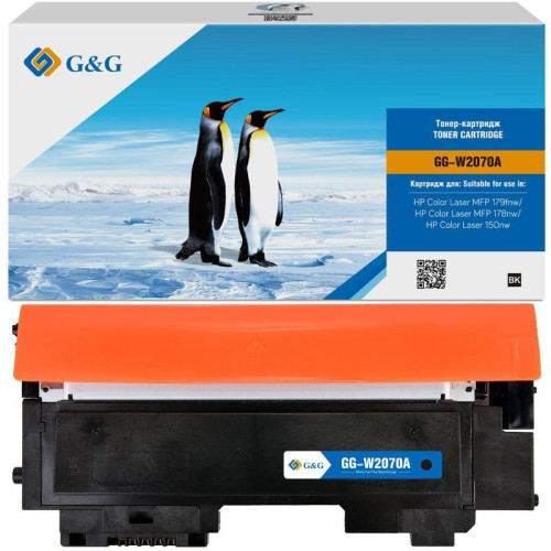 Тонер-картридж G&G GG-W2070A черный, 1000 стр., для HP Color Laser MFP 179fnw/178nw/150nw