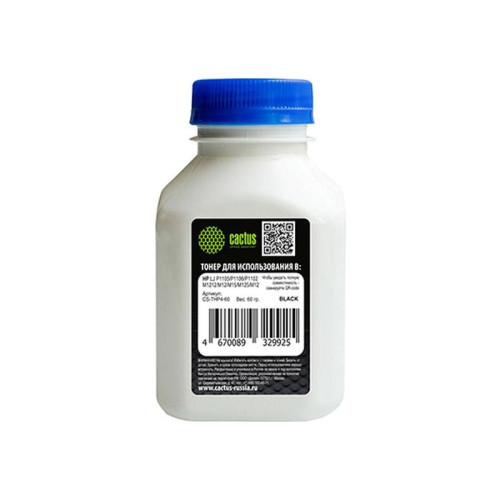 Тонер Cactus CS-THP4-60 черный, 60 гр., для CB435A/CB436A/CE278A/CE285A/CF283A/CF244A/CF283X/принтеров HP LaserJet P1005/P1006/P1100/P1102/P1505/P1566/P1606/M1132/M1212/M1214/M1217/M1522/M1536/LaserJet Pro M15/M28/M125/M127/M201/M225