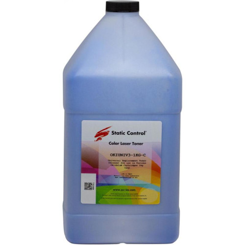 Тонер Static Control OKIUNIV3-1KG-C голубой, 1000 гр., для Oki C3300N/5500
