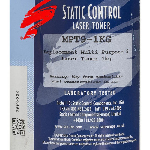 Тонер Static Control MPT9-1KG черный, 1000 гр., для HP LaserJet Pro PM401/P2055/P3005/P3015 Тонер Static Control MPT9-1KG черный, 1000 гр., для HP LaserJet Pro PM401/P2055/P3005/P3015