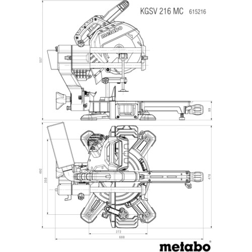 Торцовочная пила Metabo KGSV 216 MC 1500Вт 5000об/мин d=216мм Торцовочная пила Metabo KGSV 216 MC 1500Вт 5000об/мин d=216мм