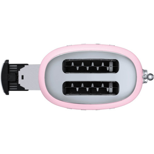 Стиль 50-х г.г, 2 ломтика, корпус из нержавеющей стали, 6 уровней поджаривания, розовый