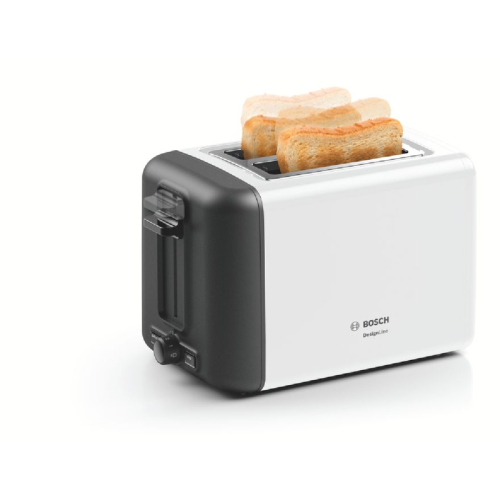 Тостер Bosch TAT3P421 Тостер, CompactClass, 2 отделения, механическое управление, цвет белый/черный