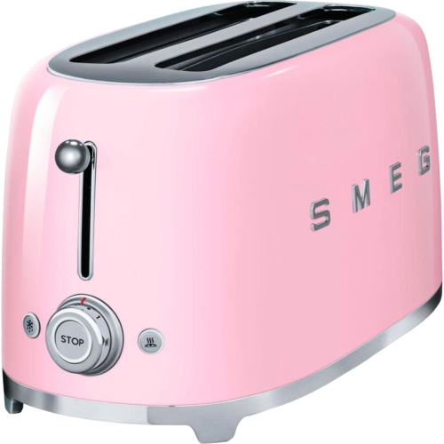 Стиль 50-х г.г, 4 ломтика, корпус из нержавеющей стали, 6 уровней поджаривания, розовый