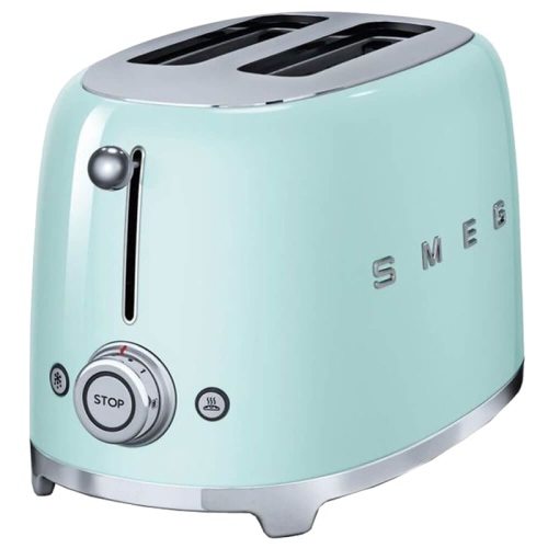 Стиль 50-х г.г, 2 ломтика, корпус из нержавеющей стали, 6 уровней поджаривания, зеленый