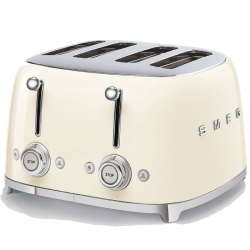 Тостер на 4 ломтика, Цвет кремовый; Функции: подогрев, размораживание, багель; 6 уровней поджаривания; Съемный поддон для крошек.