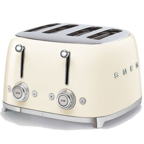 Тостер на 4 ломтика, Цвет кремовый; Функции: подогрев, размораживание, багель; 6 уровней поджаривания; Съемный поддон для крошек.