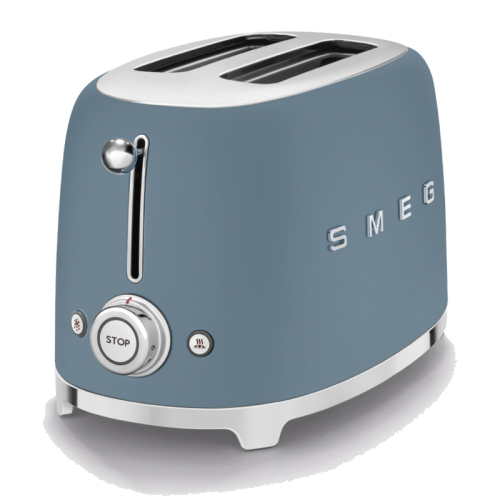 Тостер SMEG, Стиль 50-х г.г, 2 ломтика, корпус из нержавеющей стали, 6 уровней поджаривания, синий шторм