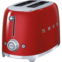 Стиль 50-х г.г, 2 ломтика, корпус из нержавеющей стали, 6 уровней поджаривания, красный