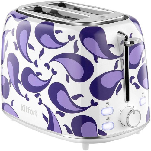 Тостер Kitfort КТ-6863 1080Вт белый/фиолетовый