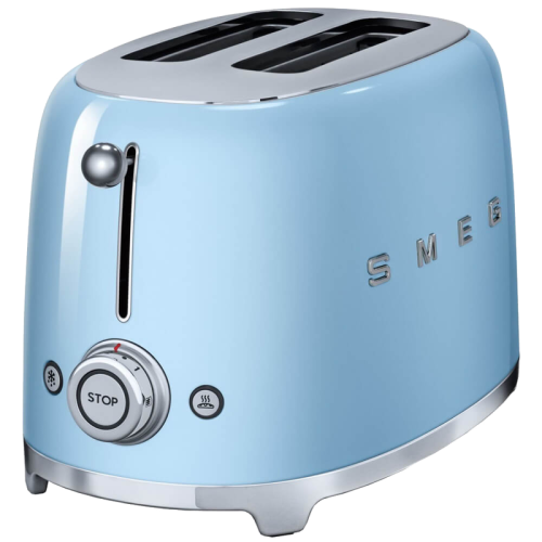 Стиль 50-х г.г, 2 ломтика, корпус из нержавеющей стали, 6 уровней поджаривания, голубой