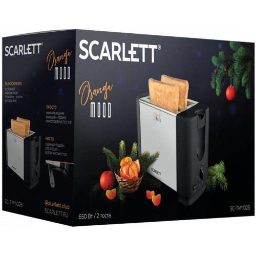 Тостер Scarlett SC-TM11026 650Вт черный/серебристый