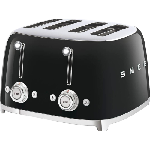 Тостер на 4 ломтика, Цвет черный; Функции: подогрев, размораживание, багель; 6 уровней поджаривания; Съемный поддон для крошек.