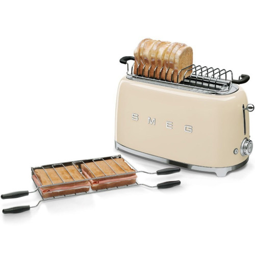 Стиль 50-х г.г, 4 ломтика, корпус из нержавеющей стали, 6 уровней поджаривания, кремовый