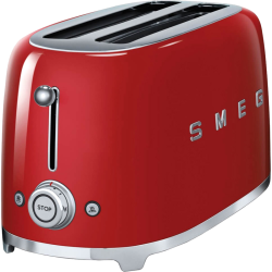 Стиль 50-х г.г, 4 ломтика, корпус из нержавеющей стали, 6 уровней поджаривания, красный
