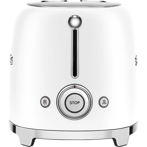 Стиль 50-х г.г, 2 ломтика, корпус из нержавеющей стали, 6 уровней поджаривания, белый матовый