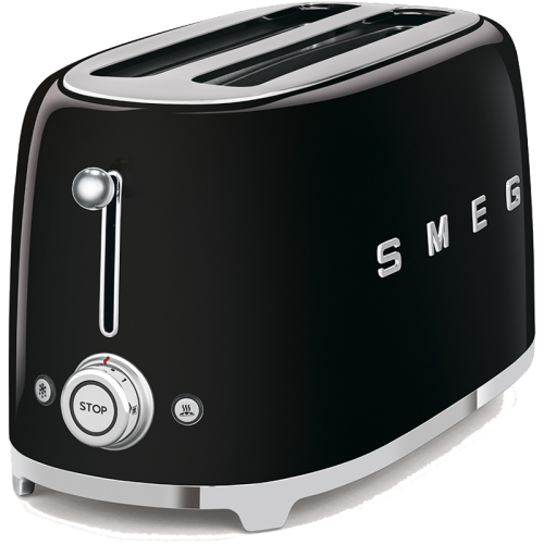 Стиль 50-х г.г, 4 ломтика, корпус из нержавеющей стали, 6 уровней поджаривания, черный
