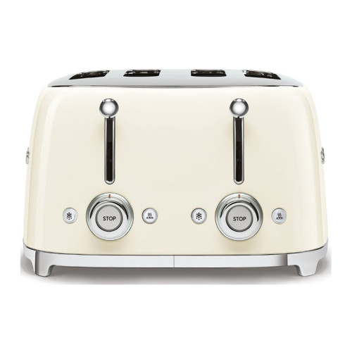 Тостер на 4 ломтика, Цвет кремовый; Функции: подогрев, размораживание, багель; 6 уровней поджаривания; Съемный поддон для крошек.