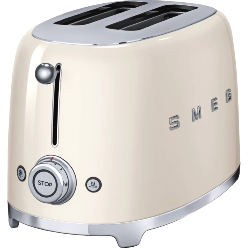 Стиль 50-х г.г, 2 ломтика, корпус из нержавеющей стали, 6 уровней поджаривания, кремовый