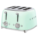 Тостер на 4 ломтика, Цвет пастельный зеленый; Функции: подогрев, размораживание, багель; 6 уровней поджаривания; Съемный поддон для крошек.