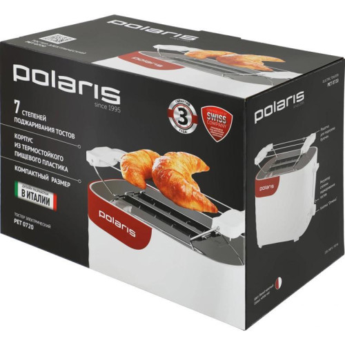 Тостер Polaris PET 0720 700Вт белый/красный