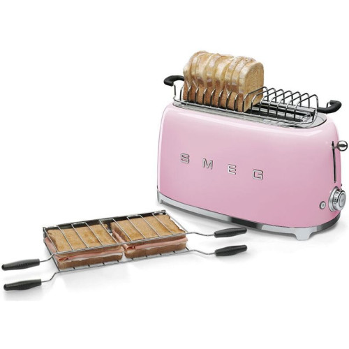 Стиль 50-х г.г, 4 ломтика, корпус из нержавеющей стали, 6 уровней поджаривания, розовый