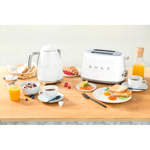 Стиль 50-х г.г, 2 ломтика, корпус из нержавеющей стали, 6 уровней поджаривания, белый