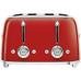Тостер на 4 ломтика, Цвет красный; Функции: подогрев, размораживание, багель; 6 уровней поджаривания; Съемный поддон для крошек. Тостер на 4 ломтика, Цвет красный; Функции: подогрев, размораживание, багель; 6 уровней поджаривания; Съемный поддон для крошек.