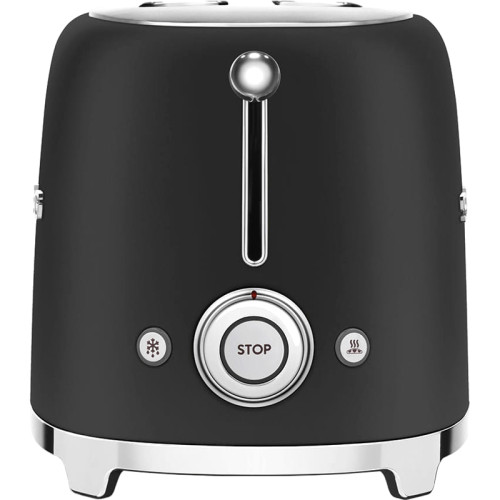 Стиль 50-х г.г, 2 ломтика, корпус из нержавеющей стали, 6 уровней поджаривания, черный матовый