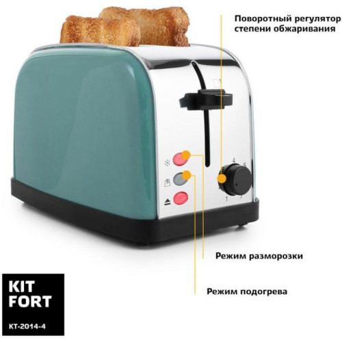 Тостер Kitfort КТ-2014-4 850Вт голубой Тостер Kitfort КТ-2014-4 850Вт голубой
