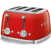 Тостер на 4 ломтика, Цвет красный; Функции: подогрев, размораживание, багель; 6 уровней поджаривания; Съемный поддон для крошек. Тостер на 4 ломтика, Цвет красный; Функции: подогрев, размораживание, багель; 6 уровней поджаривания; Съемный поддон для крошек.