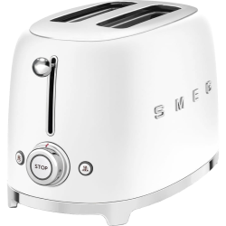 Стиль 50-х г.г, 2 ломтика, корпус из нержавеющей стали, 6 уровней поджаривания, белый матовый