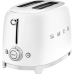 Стиль 50-х г.г, 2 ломтика, корпус из нержавеющей стали, 6 уровней поджаривания, белый матовый