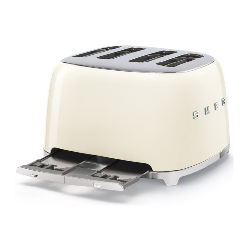 Тостер на 4 ломтика, Цвет кремовый; Функции: подогрев, размораживание, багель; 6 уровней поджаривания; Съемный поддон для крошек.