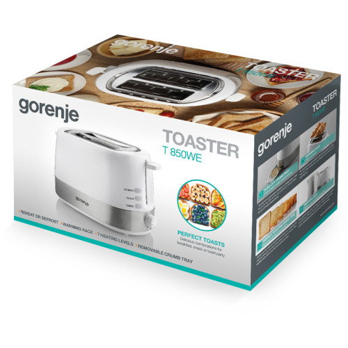 Тостер GORENJE T850WE 850 Вт, 2 секции, цвет белый