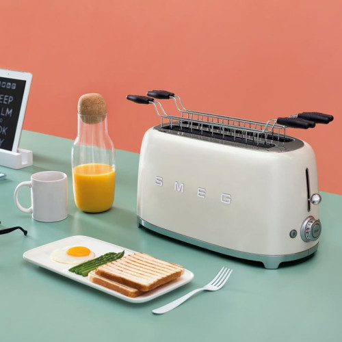 Стиль 50-х г.г, 4 ломтика, корпус из нержавеющей стали, 6 уровней поджаривания, кремовый