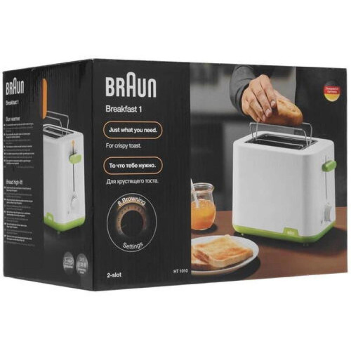 Тостер Braun HT1010GR 900Вт белый/зеленый