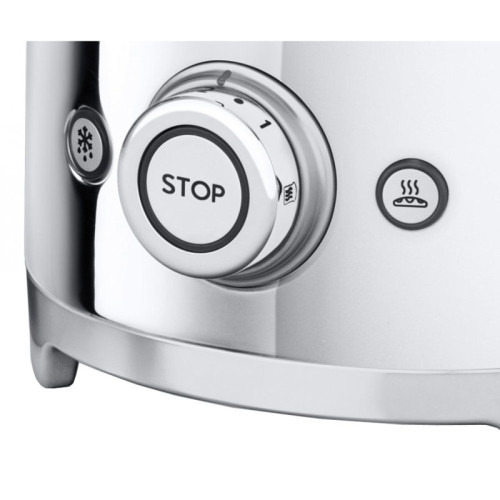 Стиль 50-х г.г, 2 ломтика, корпус из нержавеющей стали, 6 уровней поджаривания, хром