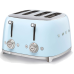 Тостер на 4 ломтика, Цвет пастельный голубой; Функции: подогрев, размораживание, багель; 6 уровней поджаривания; Съемный поддон для крошек. Тостер на 4 ломтика, Цвет пастельный голубой; Функции: подогрев, размораживание, багель; 6 уровней поджаривания; Съемный поддон для крошек.