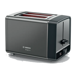 Тостер Bosch TAT5P425 Тостер Bosch, 2 отделения, 7 уровней прожарки, электромеханическое управление, поддон для крошек, мощность 970 Вт, функция разморозки, подогрев, КНОПКА 