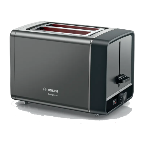 Тостер Bosch TAT5P425 Тостер Bosch, 2 отделения, 7 уровней прожарки, электромеханическое управление, поддон для крошек, мощность 970 Вт, функция разморозки, подогрев, КНОПКА 